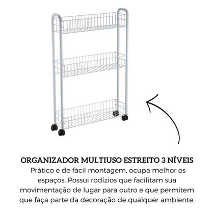 Imagem de Organizador Multiuso Estreito 3 Níveis Prateleira Branco         Ref: 257Bc