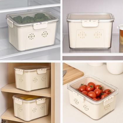 Imagem de Organizador Multiuso Geladeira Caixa Armazenar Frutas Verduras Legumes Carnes Alimentos