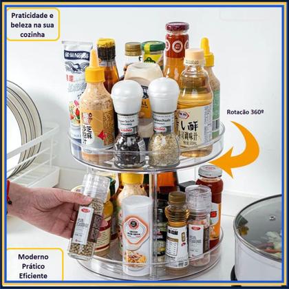 Imagem de Organizador Multiuso Giratório 2 Andares Cozinha Maquiagem