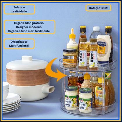Imagem de Organizador Multiuso Giratório 2 Andares Cozinha Maquiagem