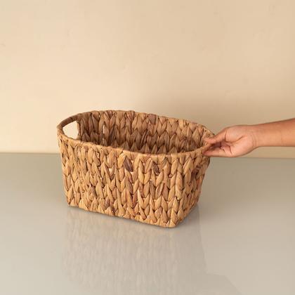 Imagem de organizador multiuso oval com alças 32cm de fibra natural - Oikos