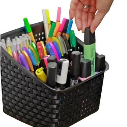 Imagem de Organizador Multiuso Rattan Com 6 Divisórias Preto