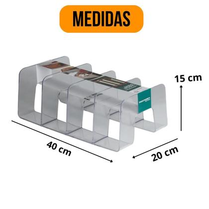 Imagem de Organizador Multiuso Transparente 4 Divisórias 40X25X15 Cm
