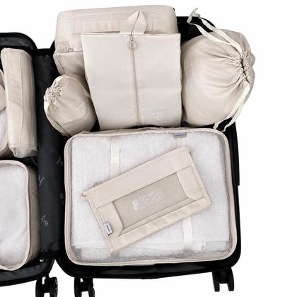 Imagem de Organizador necessaire para mala de viagem kit 10 peças coleção unique - bege
