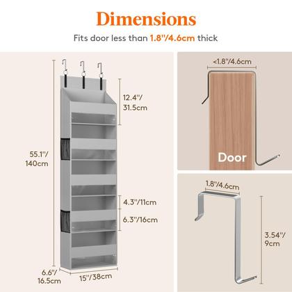 Imagem de Organizador Over the Door Lifewit 5, prateleira com 4 bolsos de malha