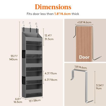 Imagem de Organizador Over the Door Lifewit 5, prateleira com 4 bolsos de malha
