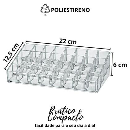 Imagem de Organizador Para Batons Maquiagem Cosméticos Esmaltes Com 32 Divisórias Em Acrílico
