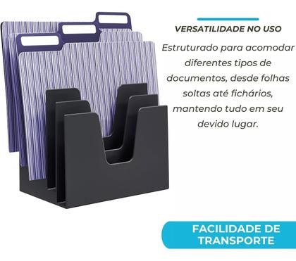 Imagem de Organizador Para Escritório 5 Divisões De Documentos Preto