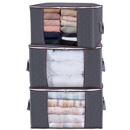 Imagem de Organizador para guarda roupa closet 60cm saco armazenamento closet ziper 84 litros