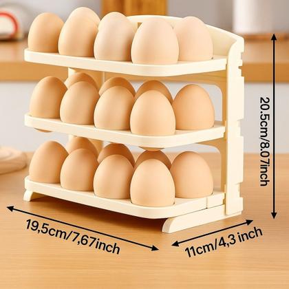 Imagem de Organizador Para Ovos Suporte Cozinha Casa Dispenser Dobrável 3 Andares 24 Ovos Geladeira Utensílio