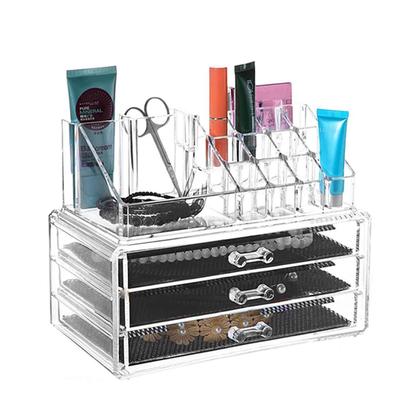 Imagem de Organizador Porta Maquiagem Acrílico Batom Pincel 3 Gavetas