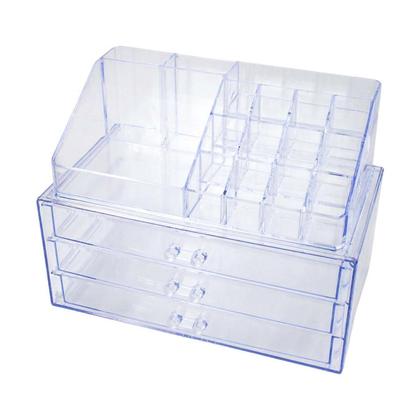 Imagem de Organizador Porta Maquiagem Acrílico Batom Pincel 3 Gavetas