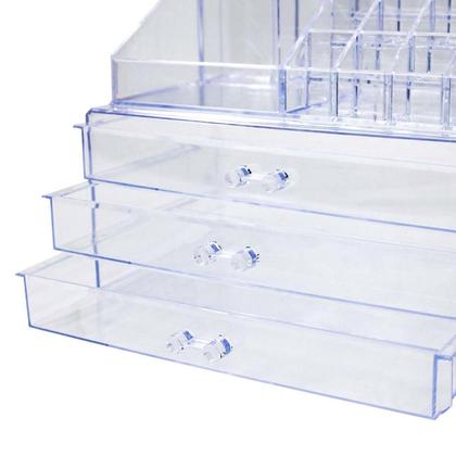 Imagem de Organizador Porta Maquiagem Acrílico Batom Pincel 3 Gavetas
