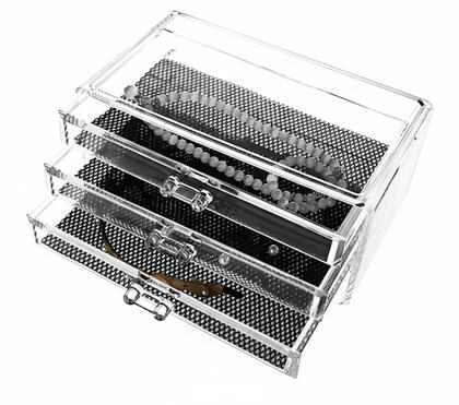 Imagem de Organizador Porta Maquiagem Pincel Batom Acrílico 3 Gavetas