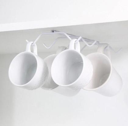 Imagem de Organizador Porta Xícara Caneca 8 Ganchos Aço Fixo Armário
