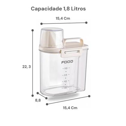 Imagem de Organizador Pote Hermético 1,8 L Com Copo Medidor Bico Dosador Cozinha