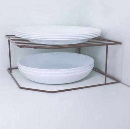 Imagem de Organizador Pratos Louças para Pia Horizontal 2 Niveis Metalizado Lavanda 990746 Bel