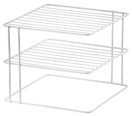 Imagem de Organizador quadrado com 3 níveis de inox branco para cozinha de utensílios - xícaras e pratos