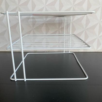 Imagem de Organizador quadrado com 3 níveis de inox branco para cozinha de utensílios - xícaras e pratos