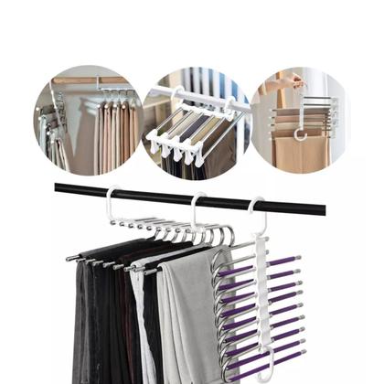 Imagem de Organizador Retrátil Inox com 5 Divisórias para Calças - Kit c/ 2