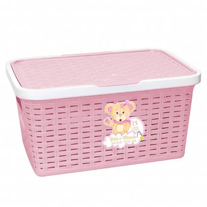 Imagem de Organizador Rosa Para Bebês Com Tampa Para Cômoda Armário Quarto Infantil