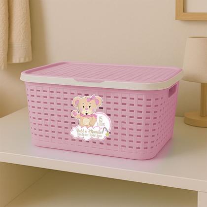 Imagem de Organizador Rosa Para Bebês Com Tampa Para Cômoda Armário Quarto Infantil
