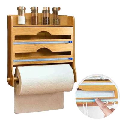 Imagem de Organizador Rustico Porta Papel Toalha Aluminio de Bambu - Y888