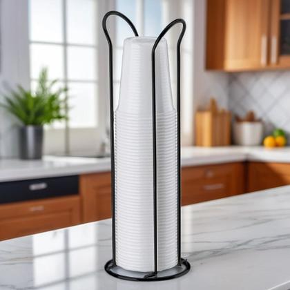 Imagem de Organizador Suporte Porta Copos Descartáveis 200ml De Café Cozinha Preto Fosco - 1148PT Future