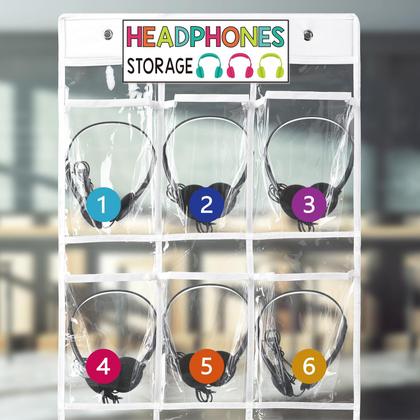 Imagem de Organizador suspenso de armazenamento de fones de ouvido para sala de aula Vincreem
