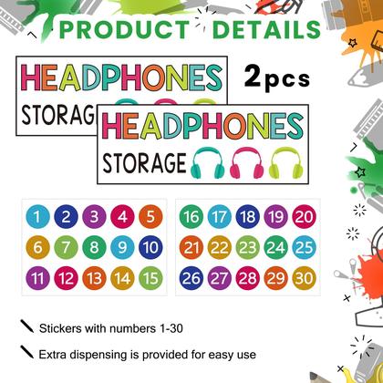 Imagem de Organizador suspenso de armazenamento de fones de ouvido para sala de aula Vincreem