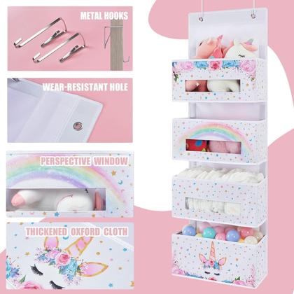 Imagem de Organizador suspenso Over Door WERNNSAI Unicorn para quarto de meninas