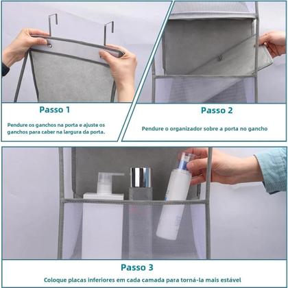 Imagem de Organizador Suspenso para Porta com 4/6 Gavetas - Ideal para Quarto, Banheiro e Armário