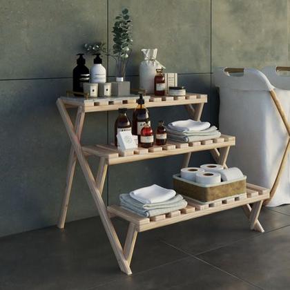 Imagem de Organizadora vertical madeira pinus Dobrável Tripla 