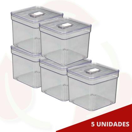 Imagem de Organizadores Com Tampa Resistente Quadrado De Geladeira - 5 UN