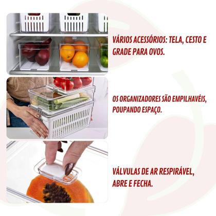 Imagem de Organizadores Com Tampa Resistente Quadrado De Geladeira - 5 UN