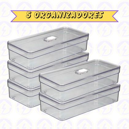 Imagem de Organizadores Retangular Multiuso Com Tela e Tampa Grande 5 UN