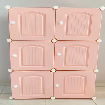 Imagem de Organize Quarto Arara Guarda-Roupas 6 Portas Modular Rosa
