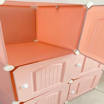 Imagem de Organize Quarto Arara Guarda-Roupas 6 Portas Modular Rosa