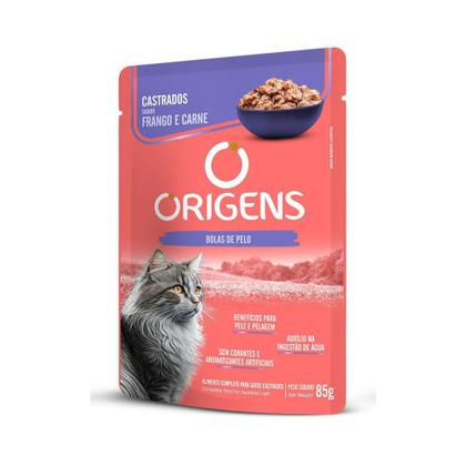 Imagem de Origens Sachê para Gatos Castrados Sabor Frango e Carne 85 g