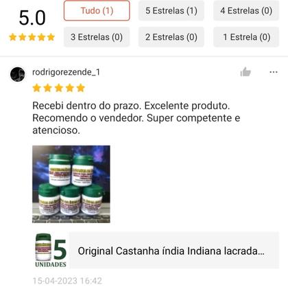 Imagem de Original Castanha Índia Indiana lacrada 5 Unidades e Validade até 2027