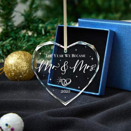 Imagem de Ornamento THDZS Mr & Mrs 2025 Presente de casamento em cristal