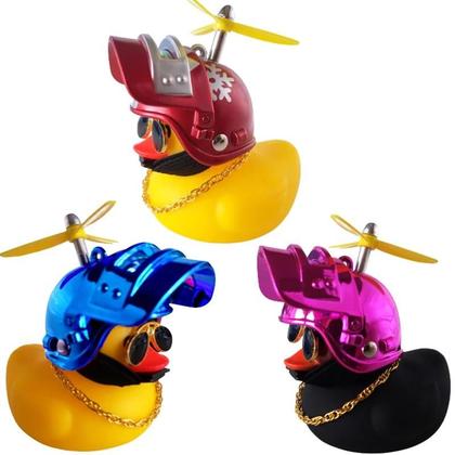 Imagem de Ornamentos de Pato Amarelo com Capacete para Bicicleta - Decoração para Moto