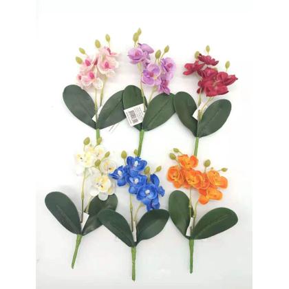 Imagem de Orquídeas Artificial Flor Galho Com 6 Flores E 2 Folhas Para Arranjos Pequenos De Decoração *vaso não incluso*