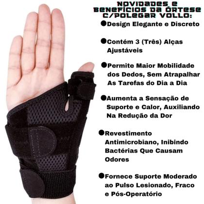 Imagem de Órtese Munhequeira Com Polegar Ajustável Mão Esquerda/Direita Vollo