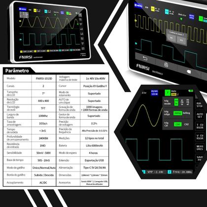 Imagem de Osciloscópio 100 Mhz 2 Canais Fnirsi-1013d Nf Garantia