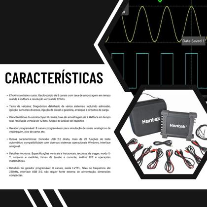 Imagem de Osciloscópio Automotivo Hantek 1008c Original Com maleta Origi