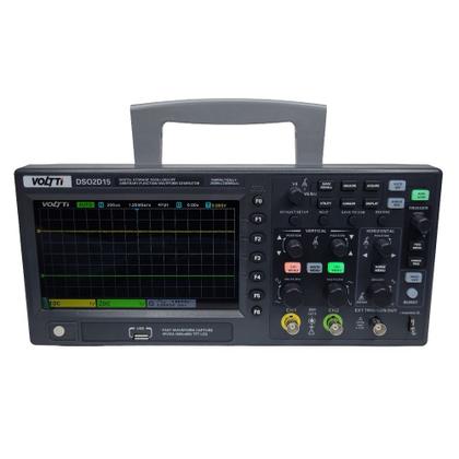 Imagem de Osciloscópio Digital de Bancada 150MHz 1GSa 2 canais com Gerador de Sinais Voltti DSO2D15