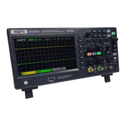 Imagem de Osciloscópio Digital de Bancada 150MHz 1GSa 2 canais com Gerador de Sinais Voltti DSO2D15
