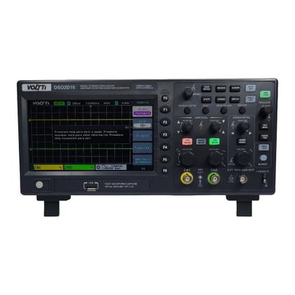 Imagem de Osciloscópio Digital de Bancada 150MHz 1GSa 2 canais com Gerador de Sinais Voltti DSO2D15