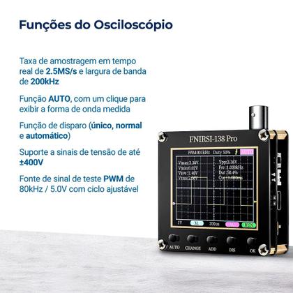 Imagem de Osciloscópio Digital FNIRSI Portátil 138PR-4